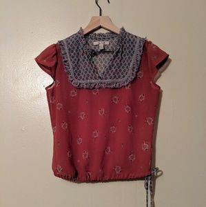 FREE PEOPLE sheer maroon crop top